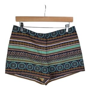 Chelsea & Violet Women Flat Front Southwestern‎ Design Shorts Browns/Turquoise S